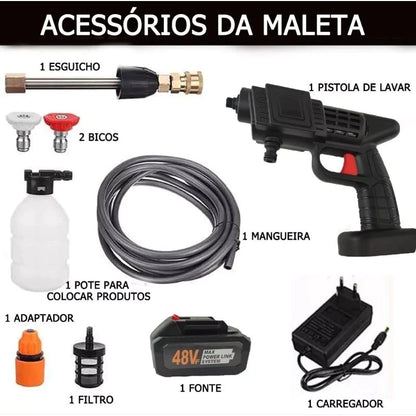 Lavadora de Alta Pressão Portátil Recarregável Para Carros E Jardins Linha Premium Pistola Lava Jato Profissional